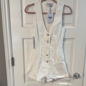 Princess Polly Ivory Button-Front Playsuit